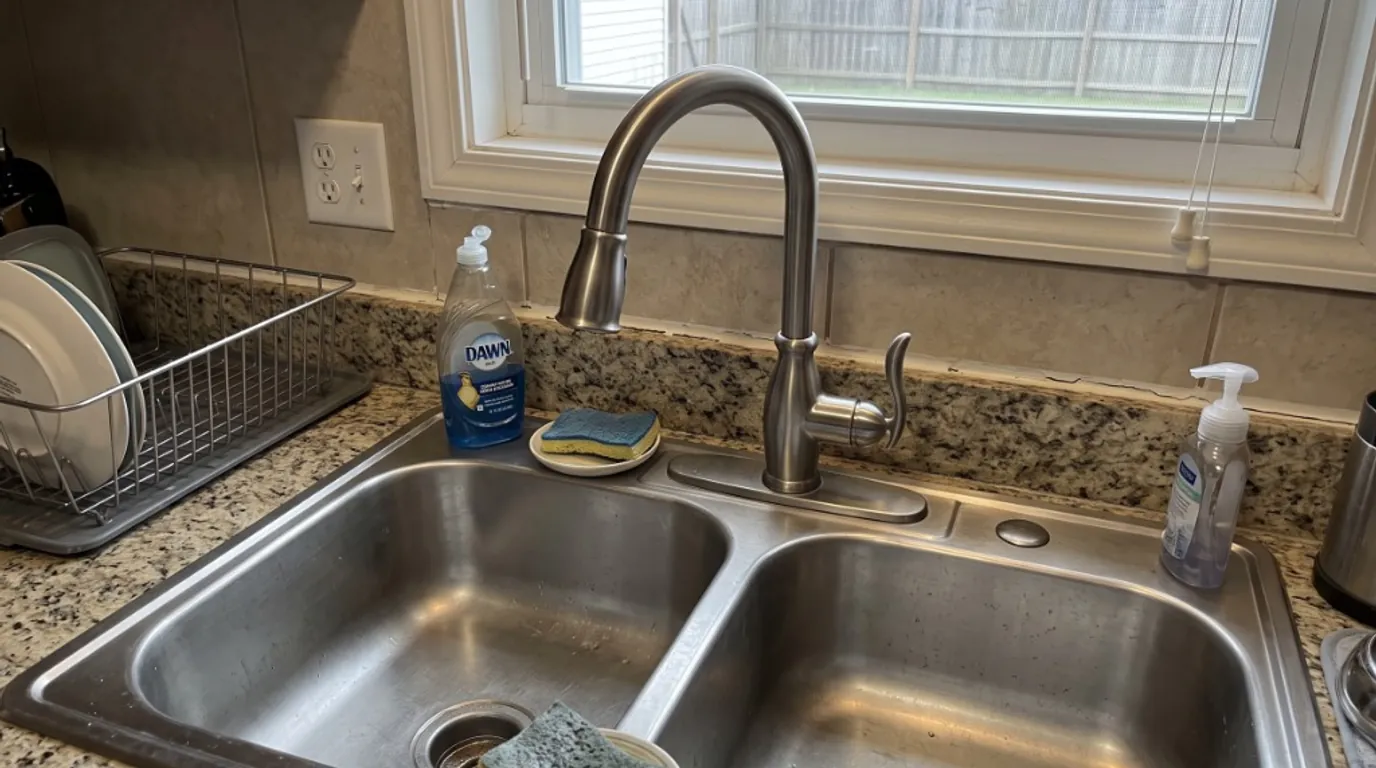 Professional Plumbing Repair near me - Modern kitchen sink faucet and domestic plumbing line inspection
